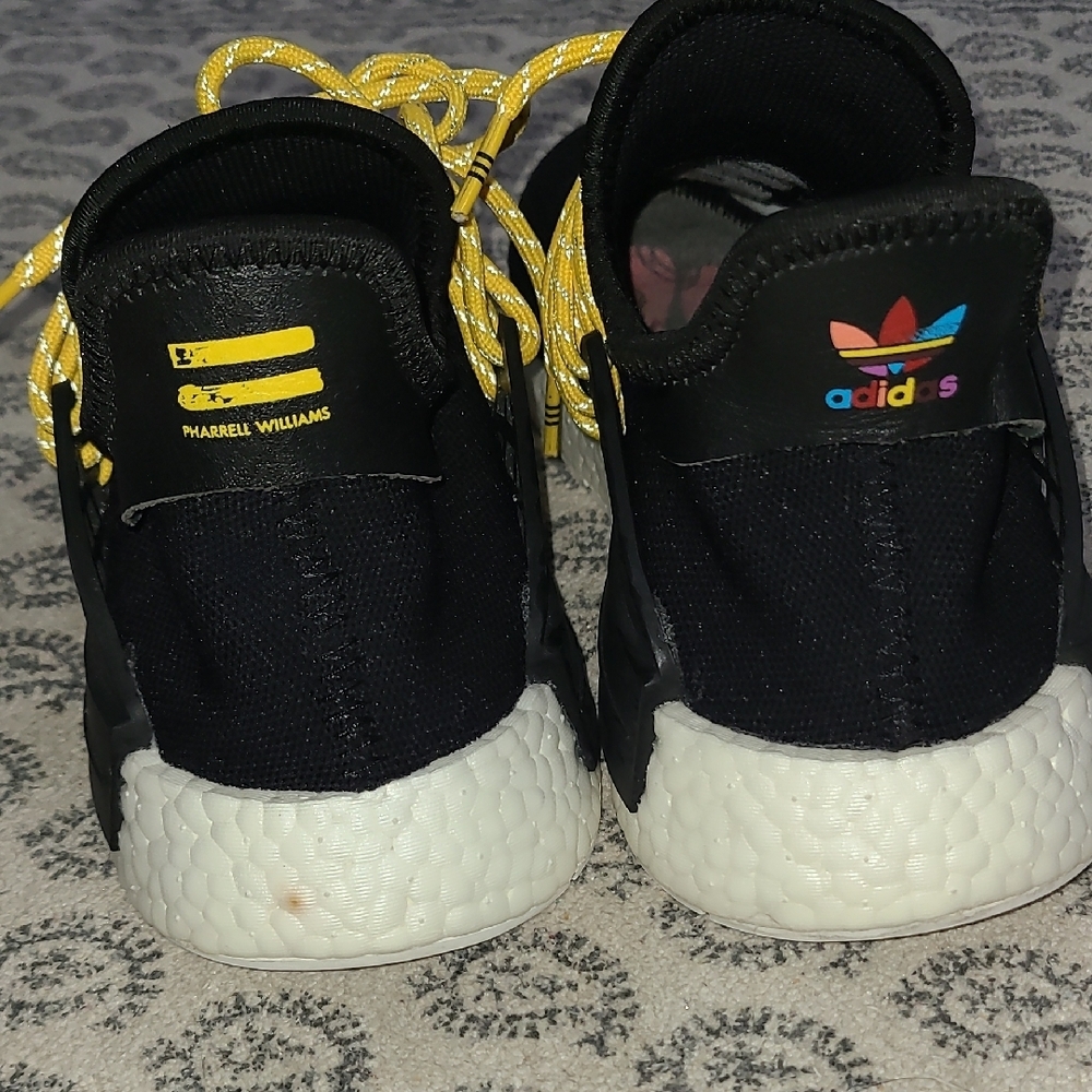 adidas Pharrell Wlliams Human Species Black Sneakers with Yellow Accents - Picture 2 of 9